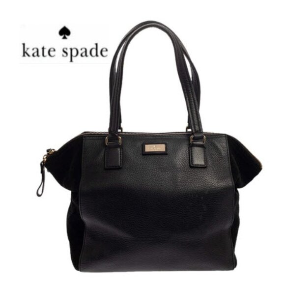 Kate Spade Magnolia Park Ollie Tote Black Leather Suede Large Work Bag - Picture 1 of 15